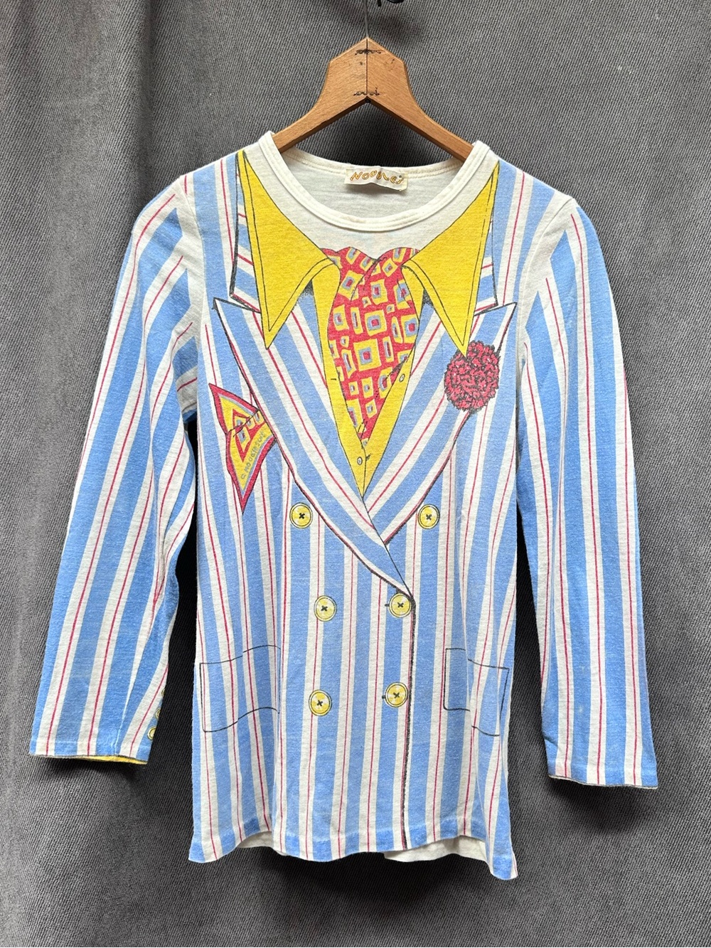 Vintage suit trompe l'œil print T-shirt Clowncore women’s XS/S